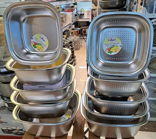 ست آبکش و لگن استیل برند یونیک اصل