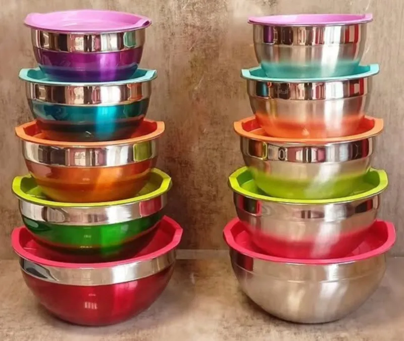 کاسه استیل 5 تکه درب دار رنگی برند YYI gallery4