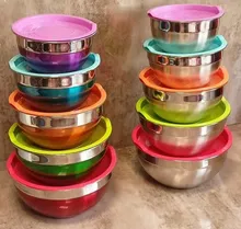 کاسه استیل 5 تکه درب دار رنگی برند YYI gallery3