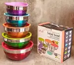 کاسه استیل 5 تکه درب دار رنگی برند YYI thumb 1