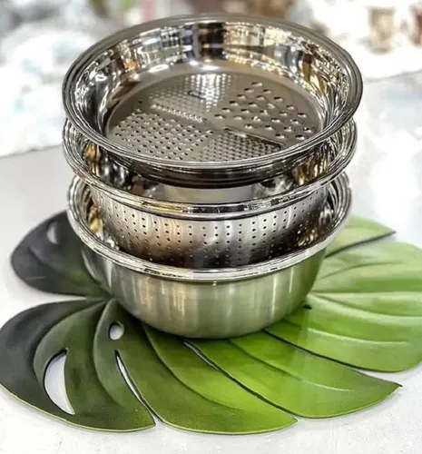 ست آبکش و لگن استیل رنده دار برند یونیک