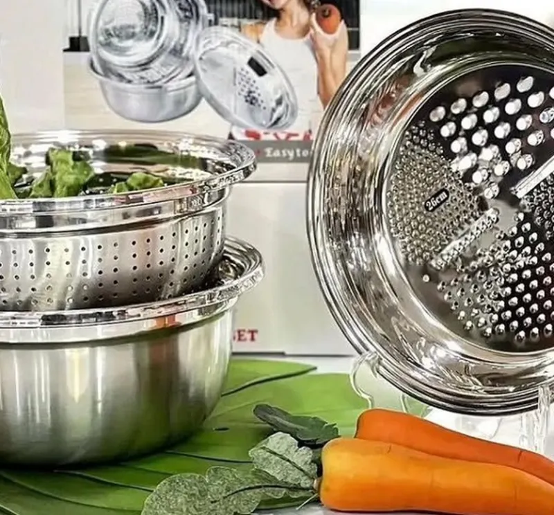 ست آبکش و لگن استیل رنده دار برند یونیک gallery1