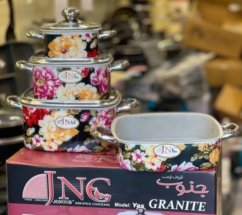 سرویس قابلمه و ماهیتابه گلدار برند جنوب gallery6