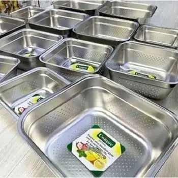 آبکش و لگن استیل مربعی یونیک 22 پارچه