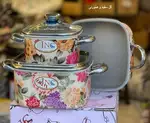 سرویس قابلمه و ماهیتابه 5 پارچه گلدار thumb 1