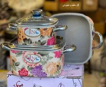 سرویس قابلمه و ماهیتابه 5 پارچه گلدار